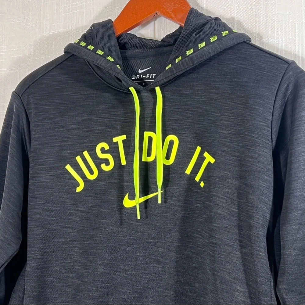 Nike Dri Fit Just Do It Training Hoodie Sweatshirt Size Small Heathered Black - Picture 4 of 11